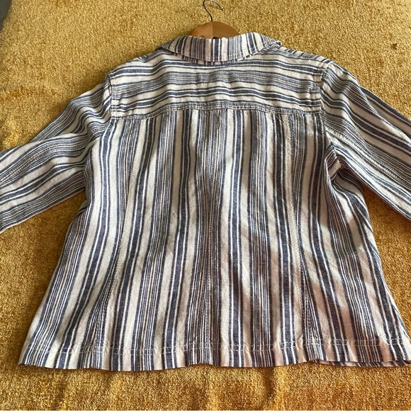 Linen One-Button Blazer Jacket Medium Petite - Picture 4 of 11